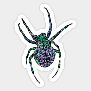 Zombie Spider Fierce Orb-Weaver Green Purple Sticker
